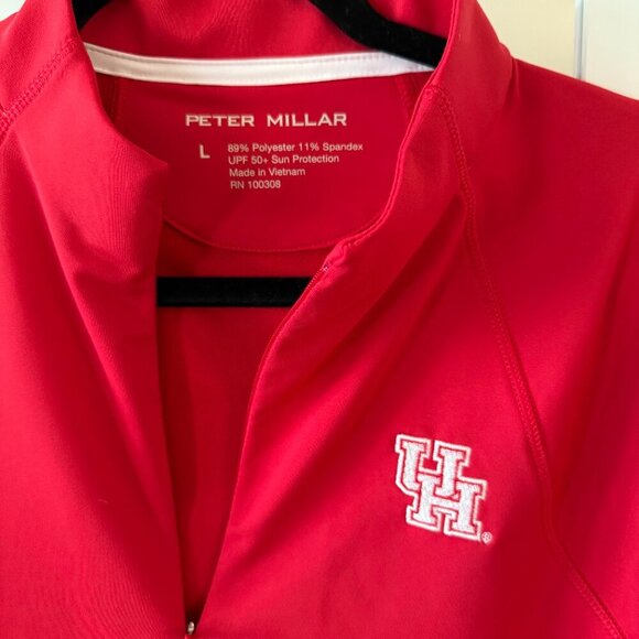 Women's Peter Millar Zip Up Jacket Size Large Color Red White University of H - Picture 2 of 4